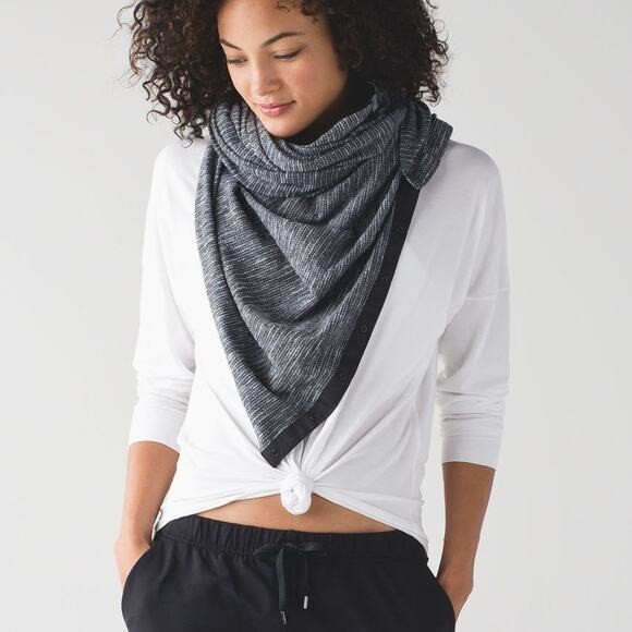 Lululemon Vinyasa Scarf Lycra Rulu Coco Pique Black White Black Snap Verstitale - Picture 1 of 8